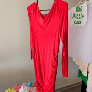 Express Fitted Red Dress w/ Ruching